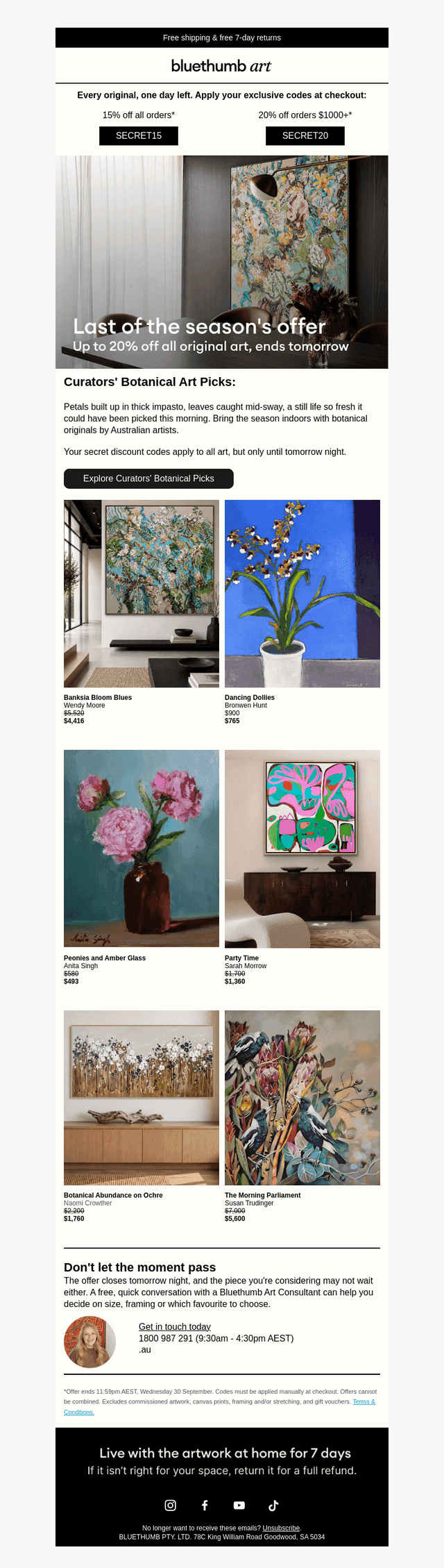 Bluethumb email from Tue, Sep 29, 2026