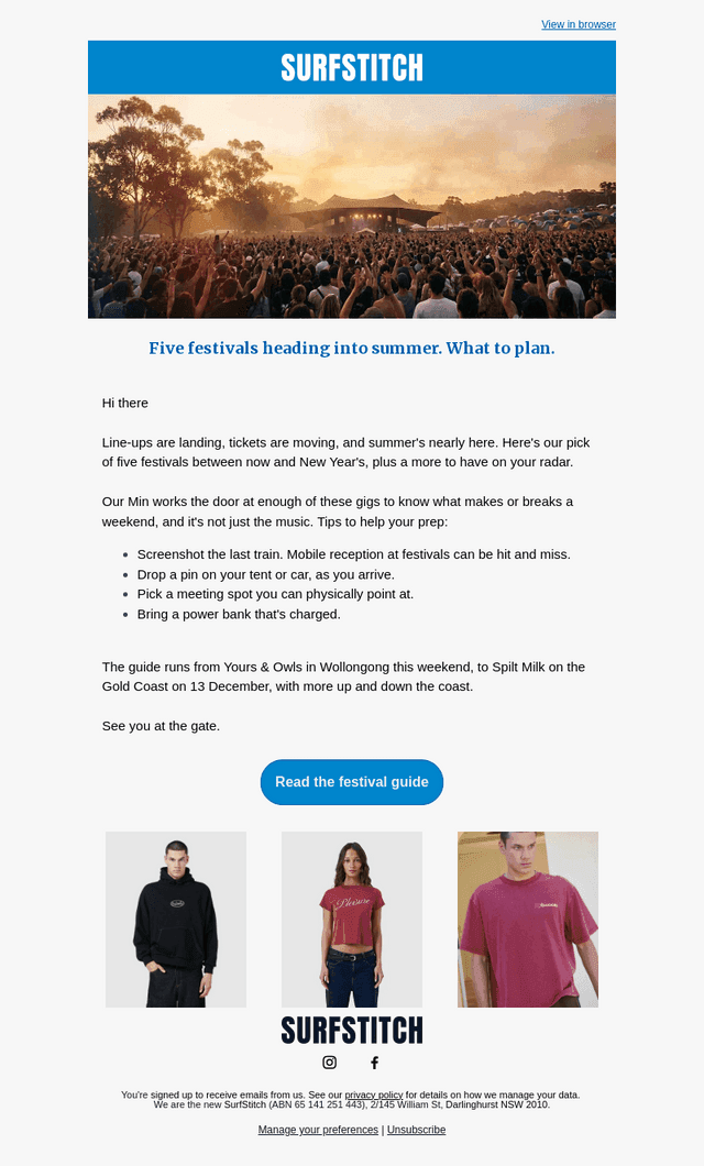 SurfStitch email from Tue, Sep 29, 2026