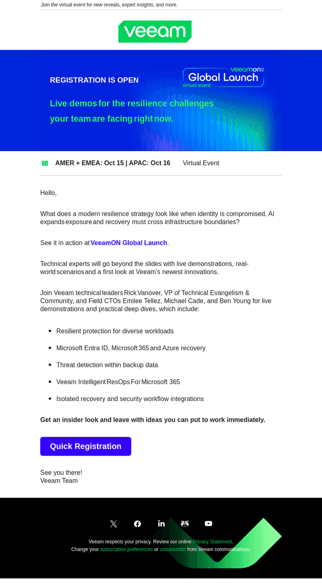 Veeam Software email from Tue, Sep 29, 2026