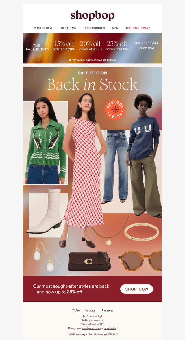 Shopbop email from Tue, Sep 29, 2026
