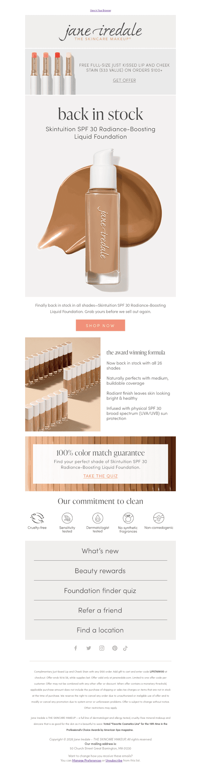 jane iredale email from Tue, Sep 29, 2026