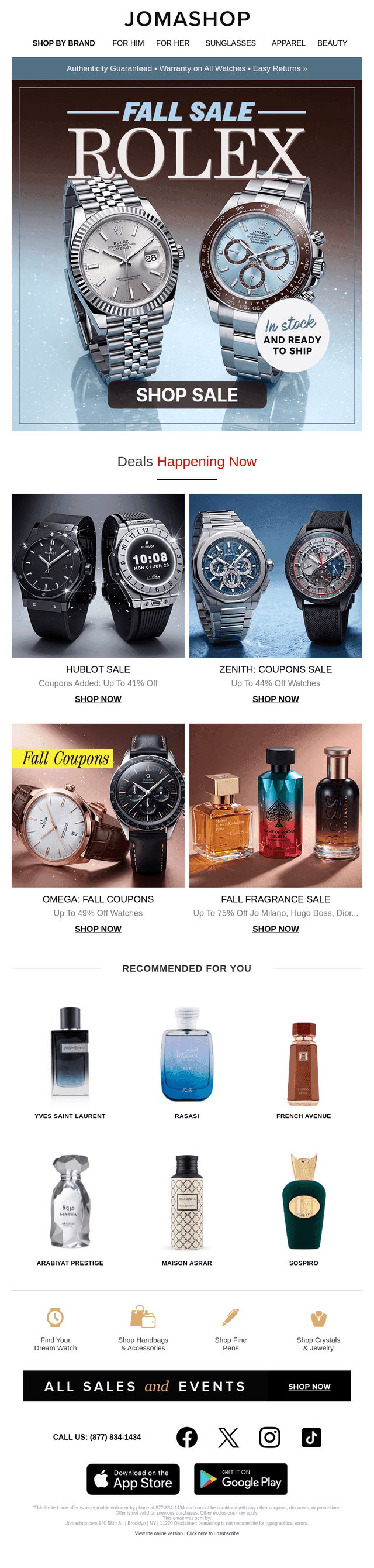 Jomashop email from Tue, Sep 29, 2026