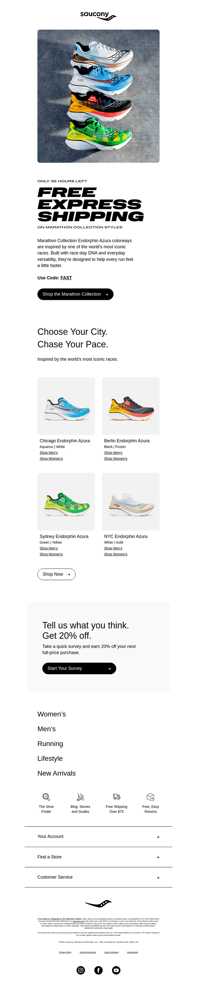 Saucony email from Tue, Sep 29, 2026