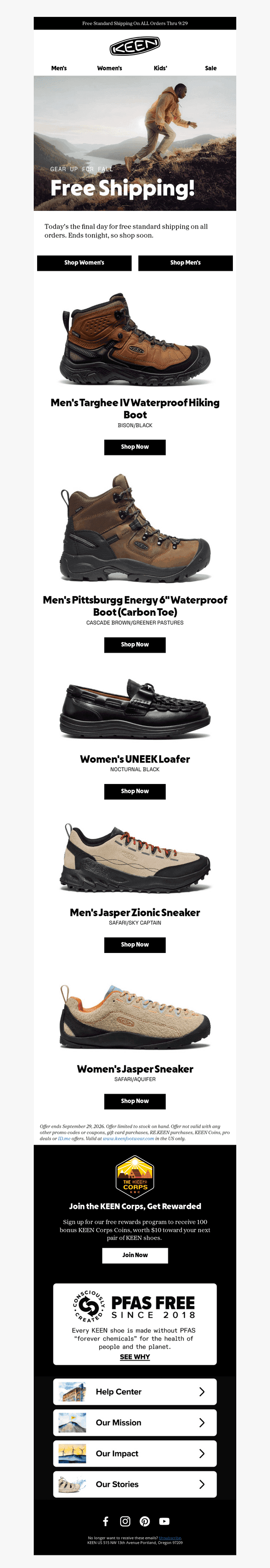 KEEN email from Tue, Sep 29, 2026
