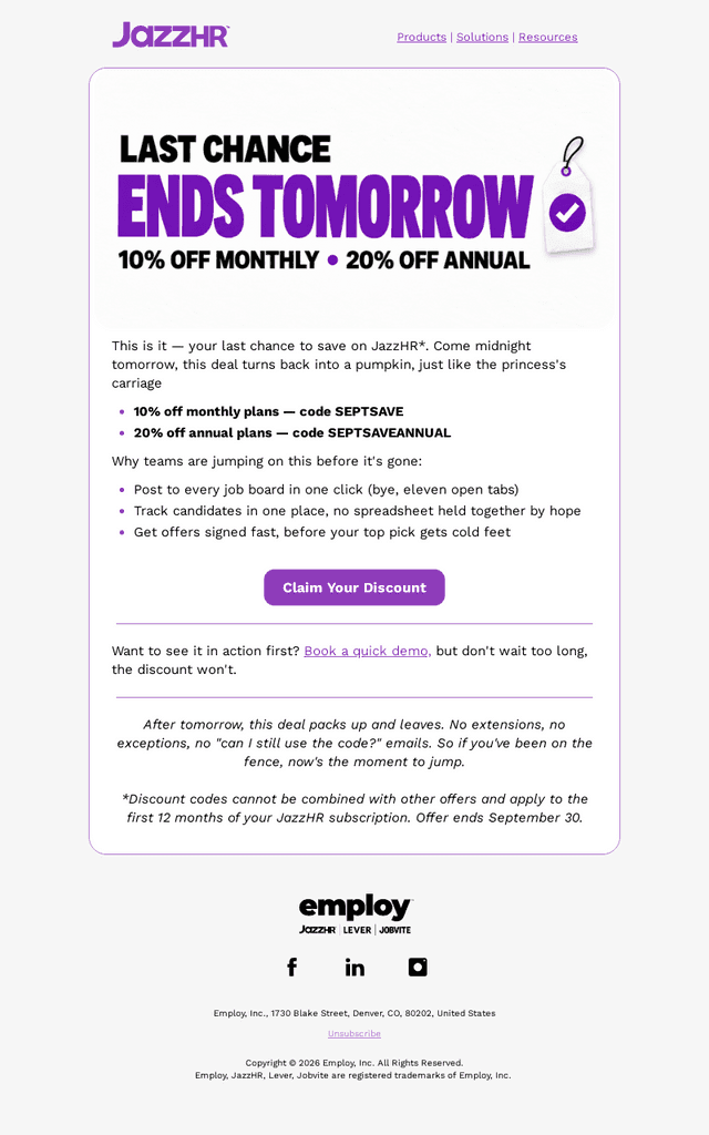 Employ email from Tue, Sep 29, 2026