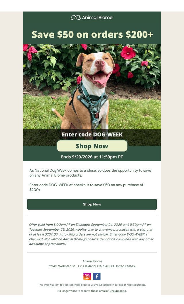 AnimalBiome.com email from Tue, Sep 29, 2026