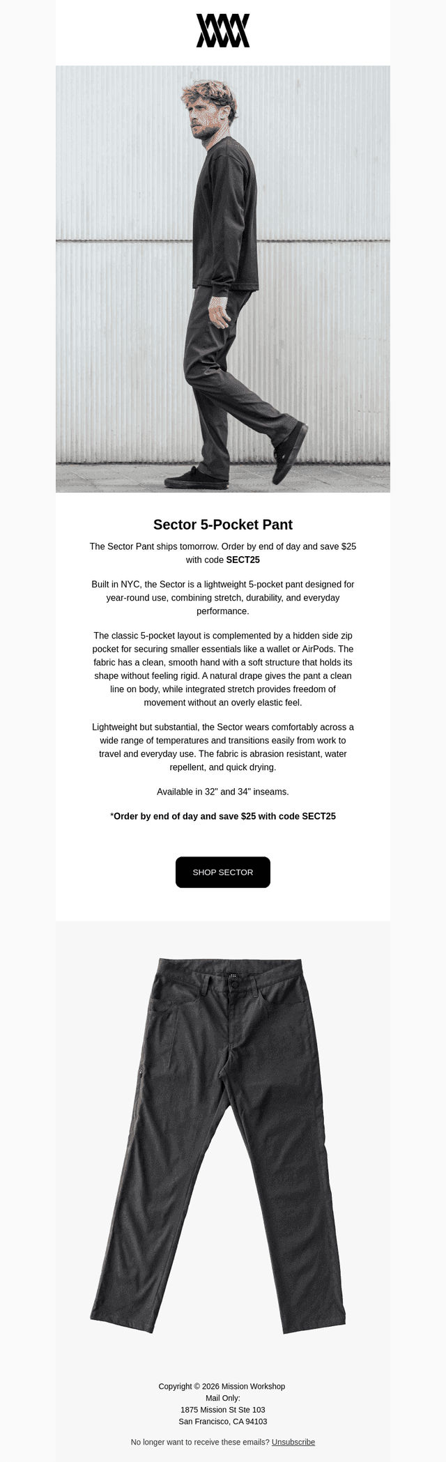 [LAST CHANCE] Sector Pant // MISSION WORKSHOP