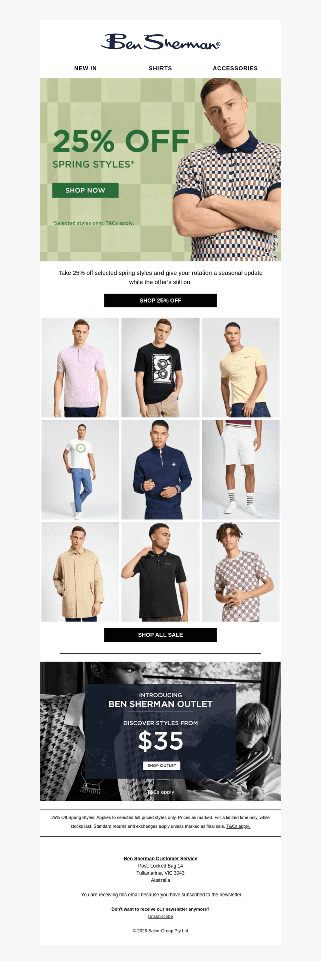 Ben Sherman Australia email from Wed, Sep 30, 2026