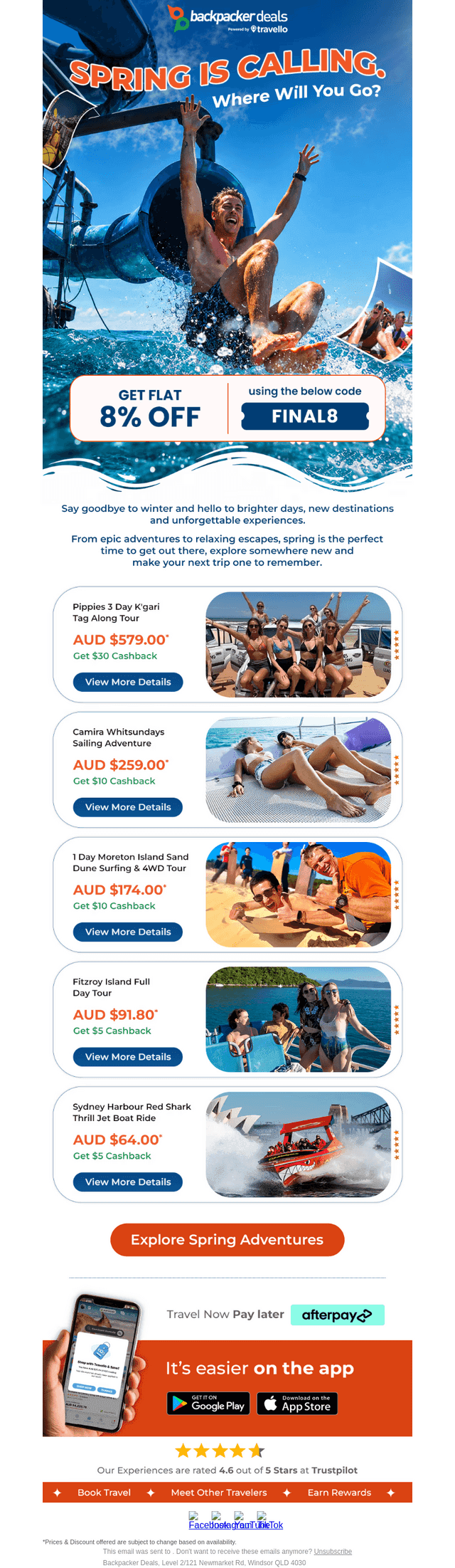 Backpacker Deals email from Wed, Sep 30, 2026