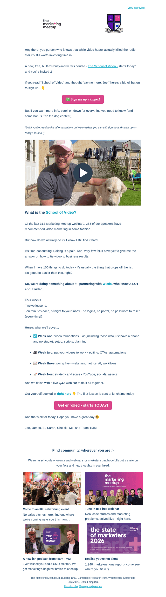 The Marketing Meetup email from Wed, Sep 30, 2026