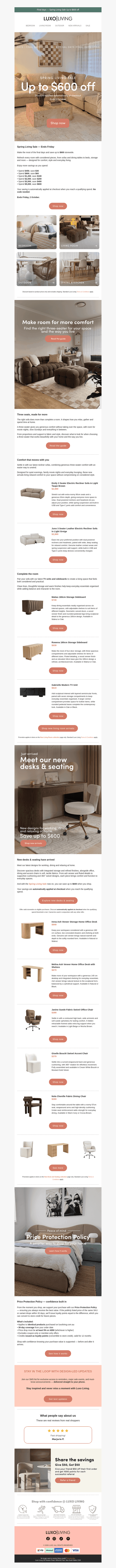 Luxo Living email from Wed, Sep 30, 2026