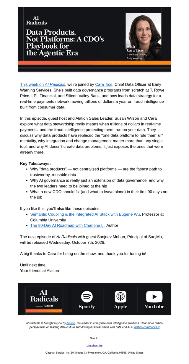 Alation email from Wed, Sep 30, 2026
