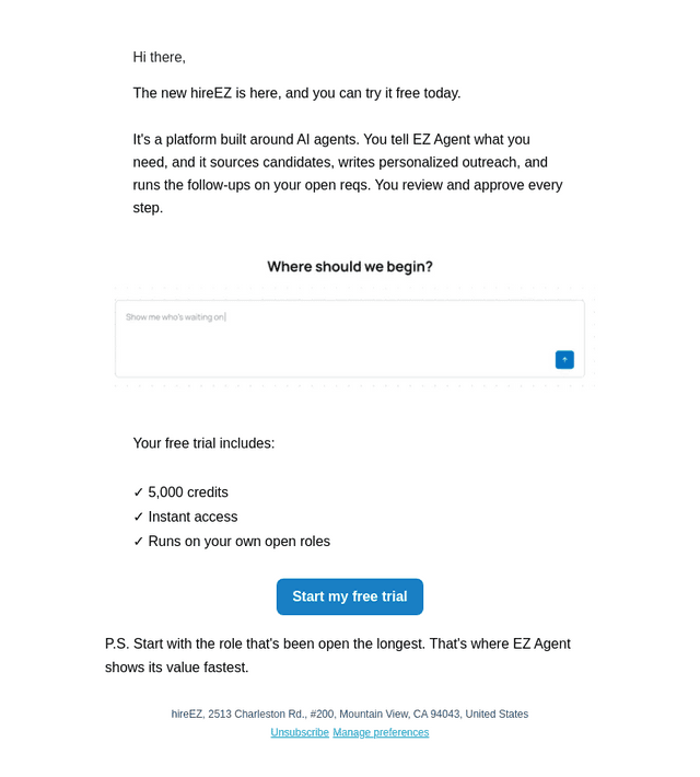 HireEZ email from Wed, Sep 30, 2026