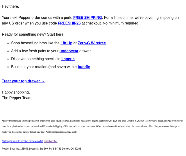 FREE shipping on all orders