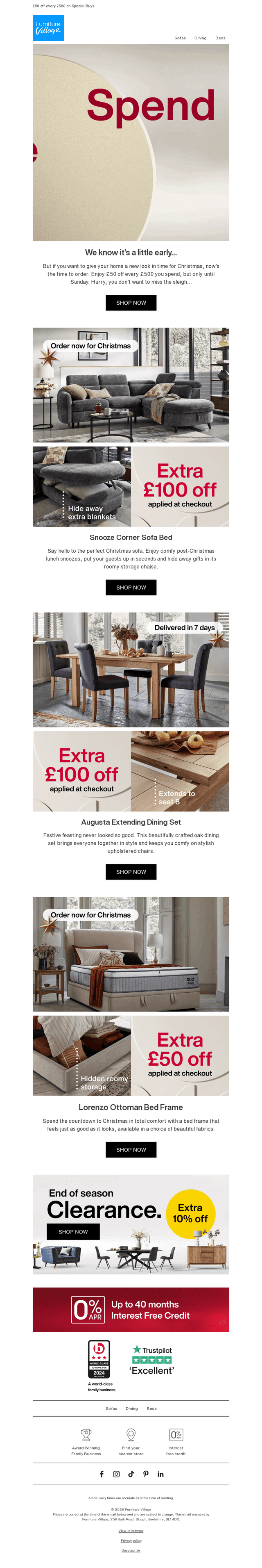 Furniture Village email from Wed, Sep 30, 2026