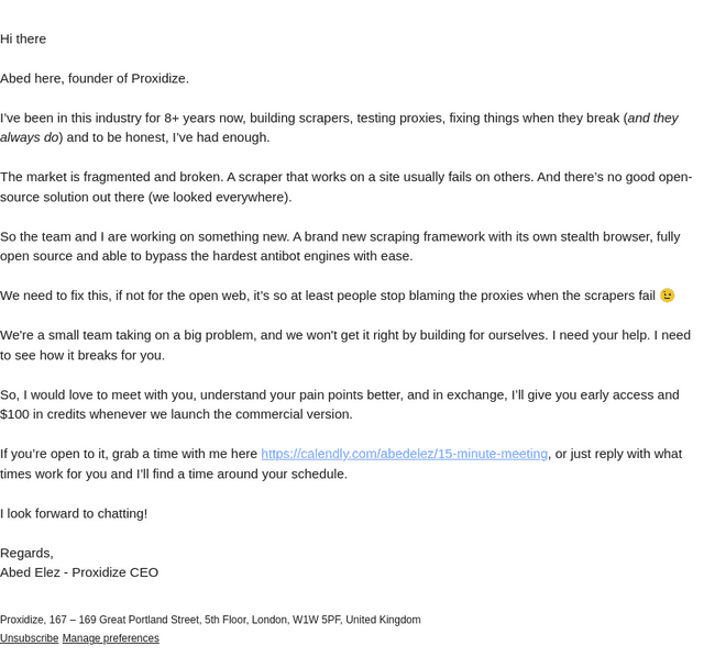 Proxidize email from Wed, Sep 30, 2026