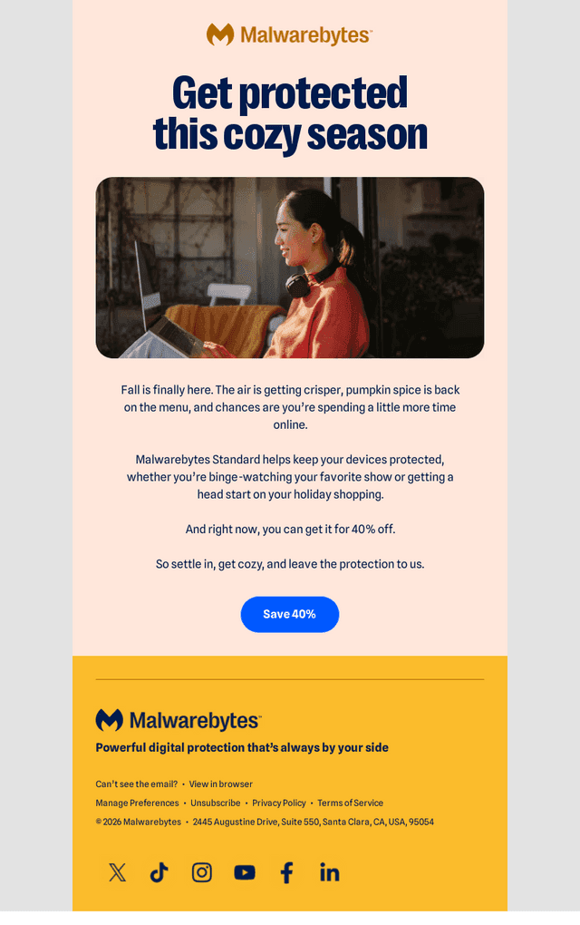 Malwarebytes email from Wed, Sep 30, 2026