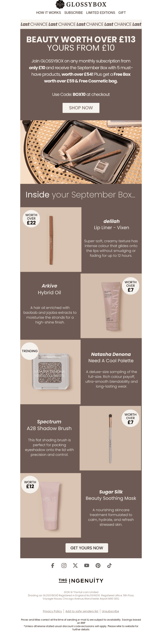 5 Hours Left: £10 First Box + FREE Box