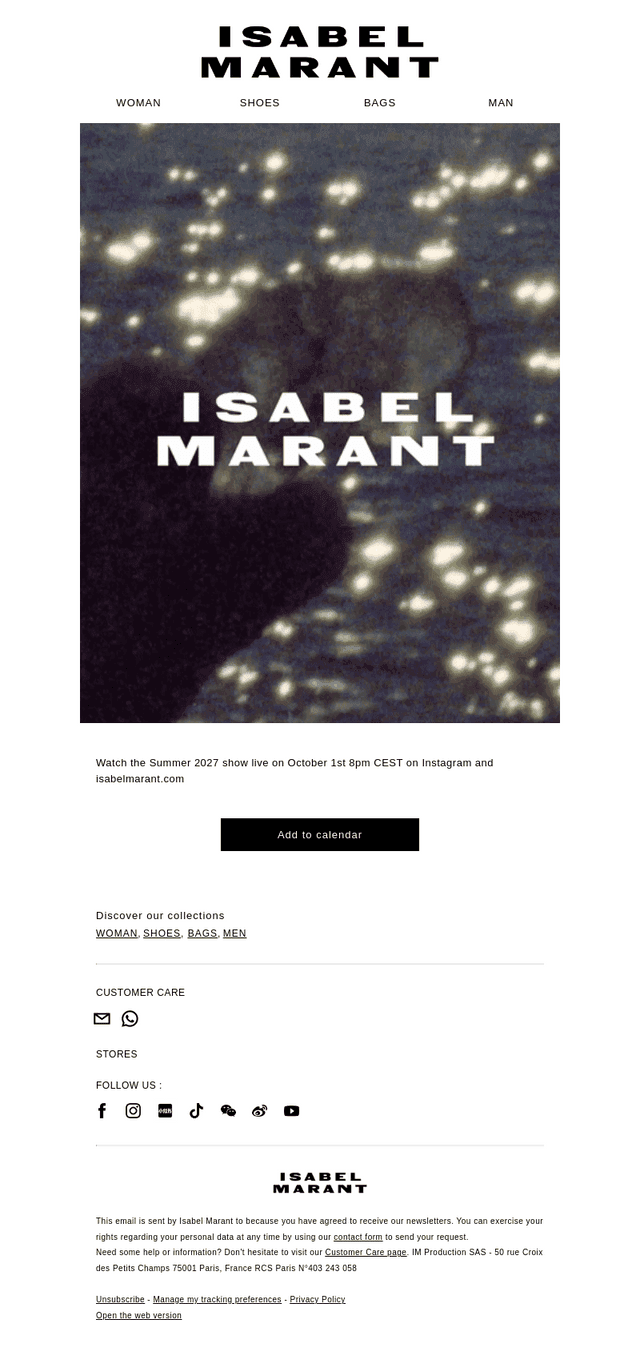 Isabel Marant email from Wed, Sep 30, 2026
