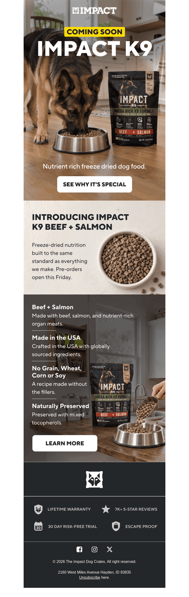 Impact Dog Crates email from Wed, Sep 30, 2026