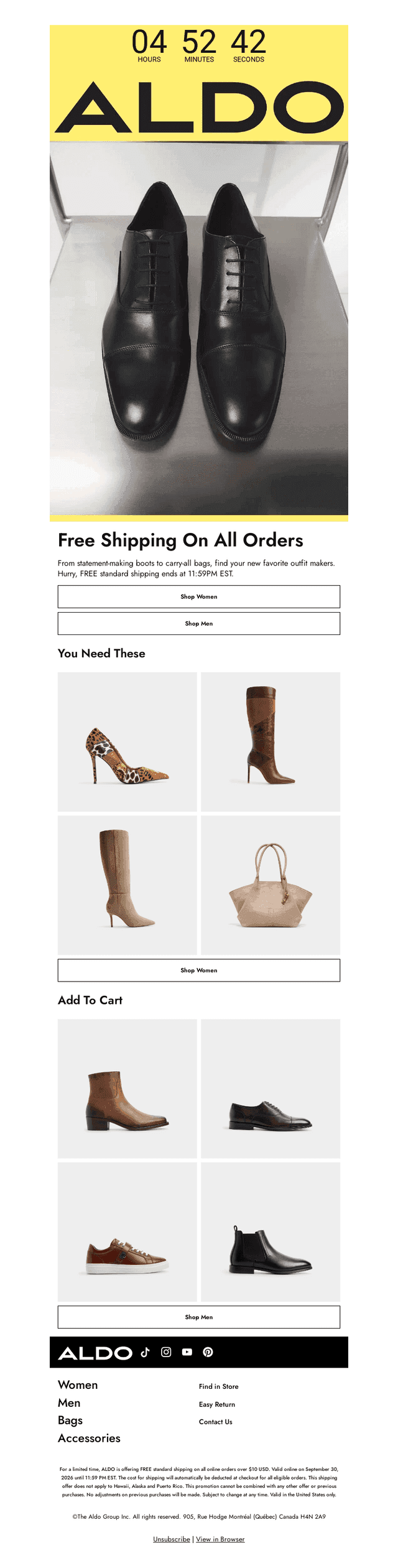 ALDO email from Wed, Sep 30, 2026