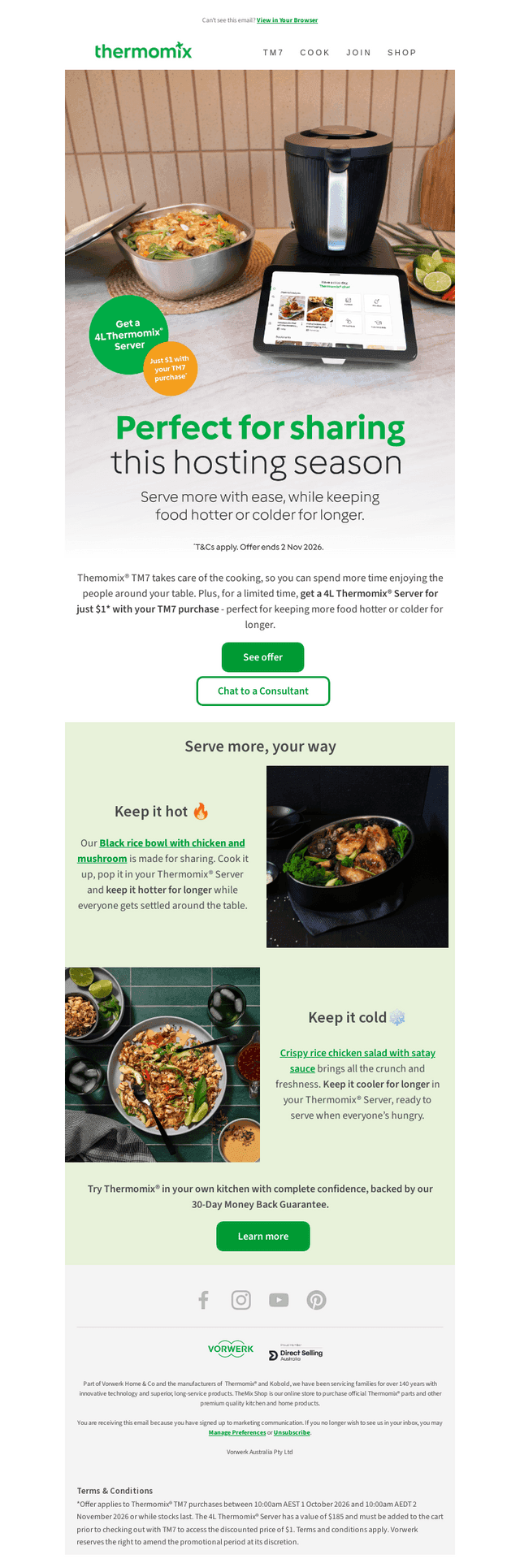 Thermomix in Australia email from Thu, Oct 1, 2026