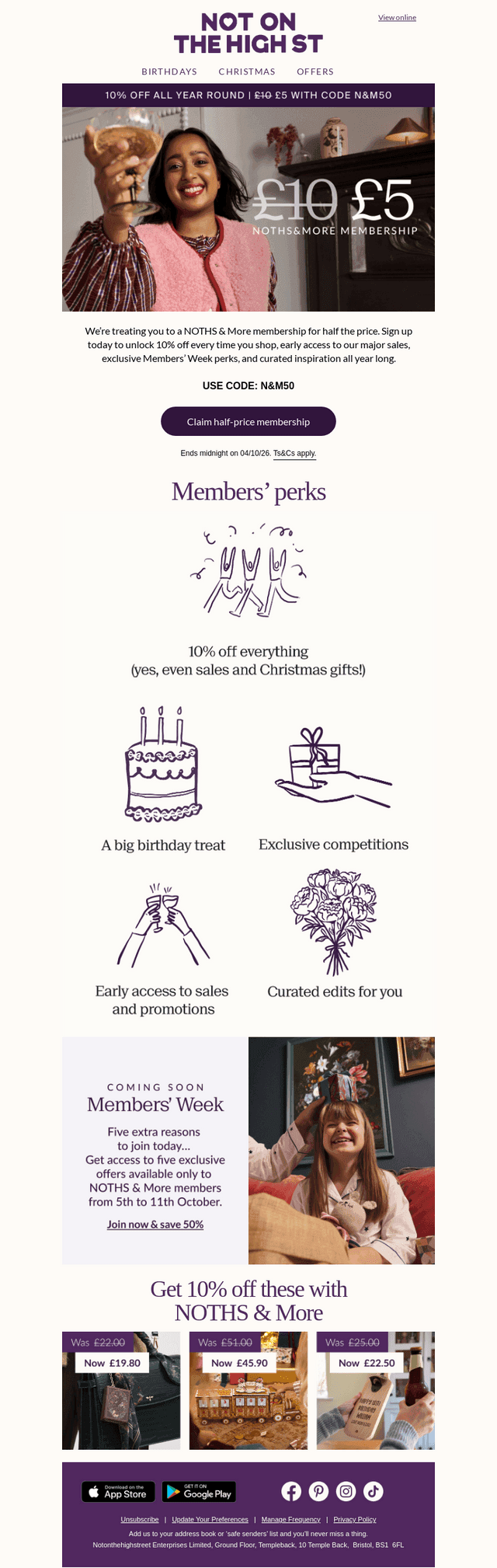 notonthehighstreet email from Thu, Oct 1, 2026