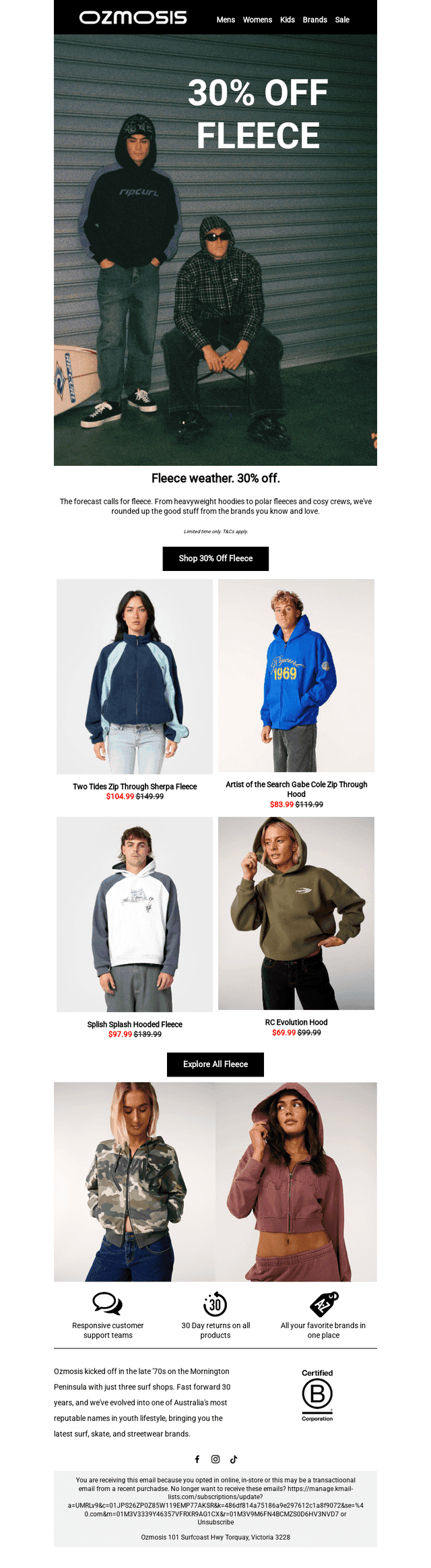 Fleece weather. 30% Off.