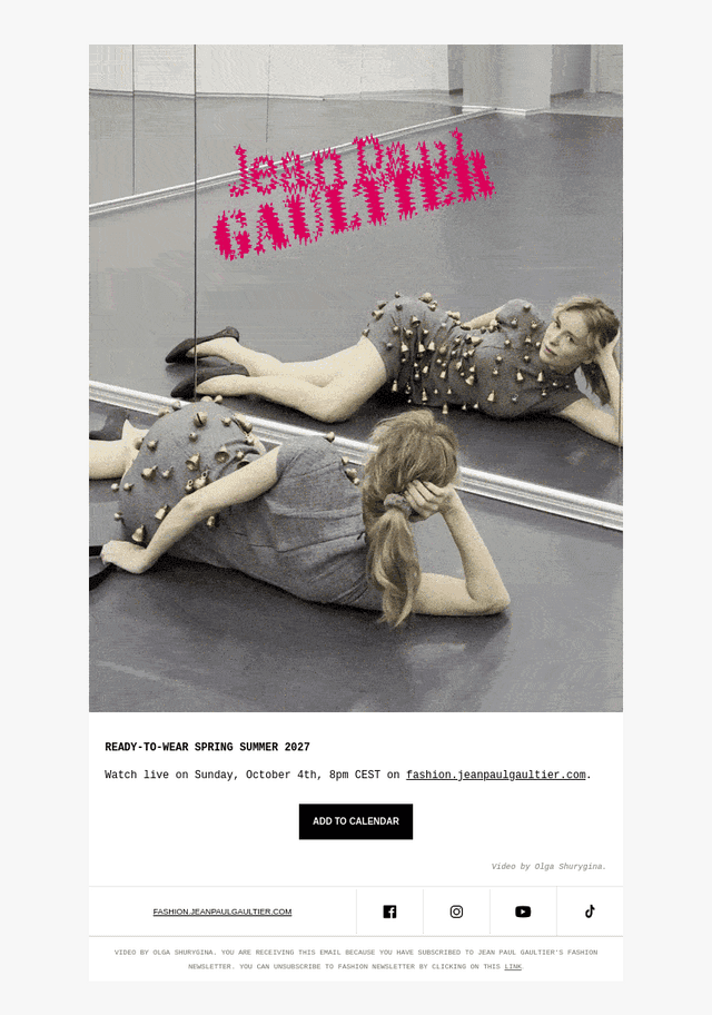 Jean Paul Gaultier email from Thu, Oct 1, 2026