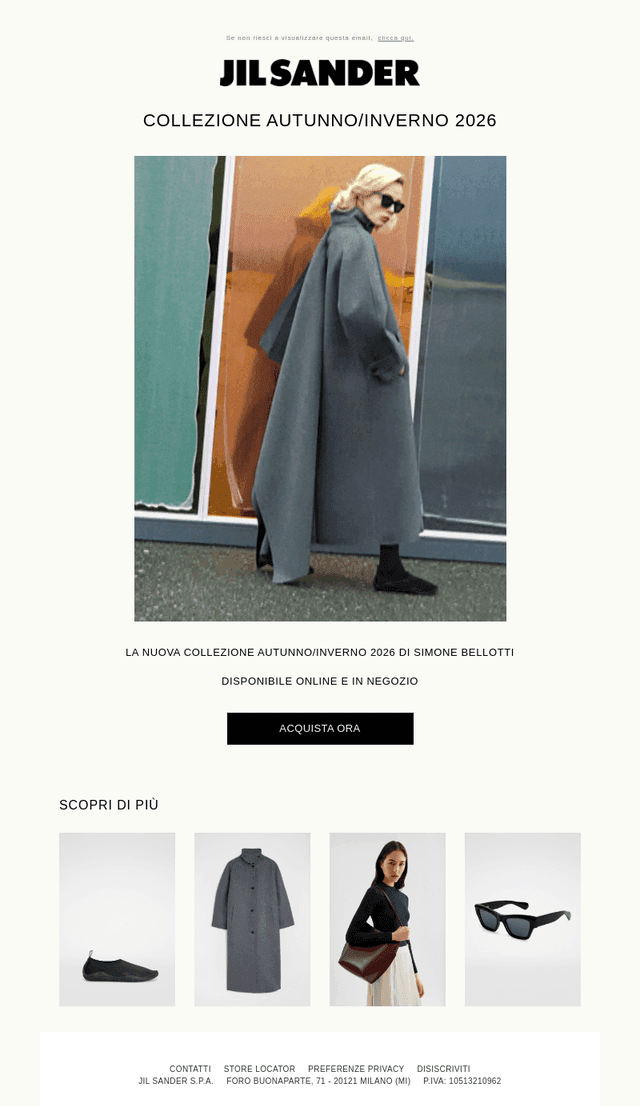 Jil Sander email from Thu, Oct 1, 2026