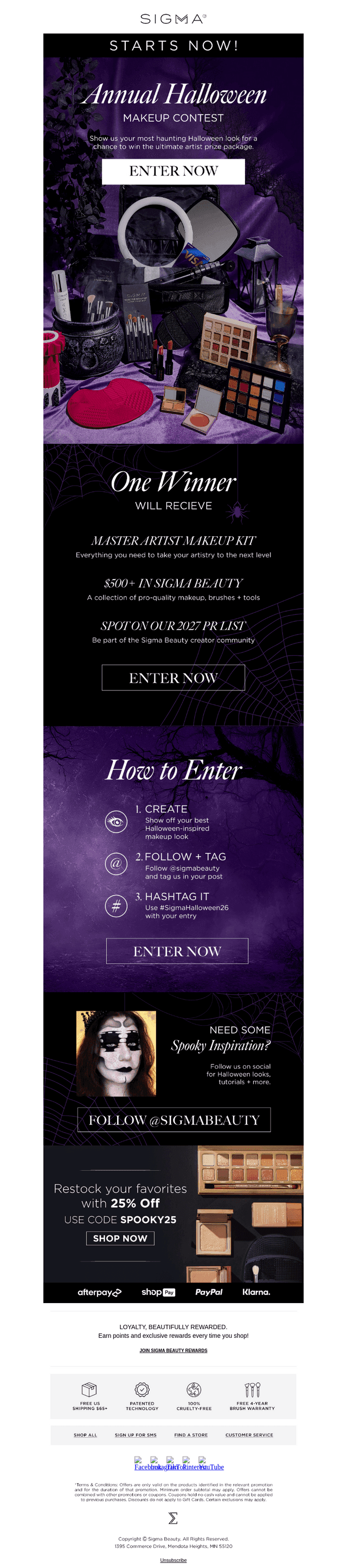 Sigma Beauty email from Thu, Oct 1, 2026