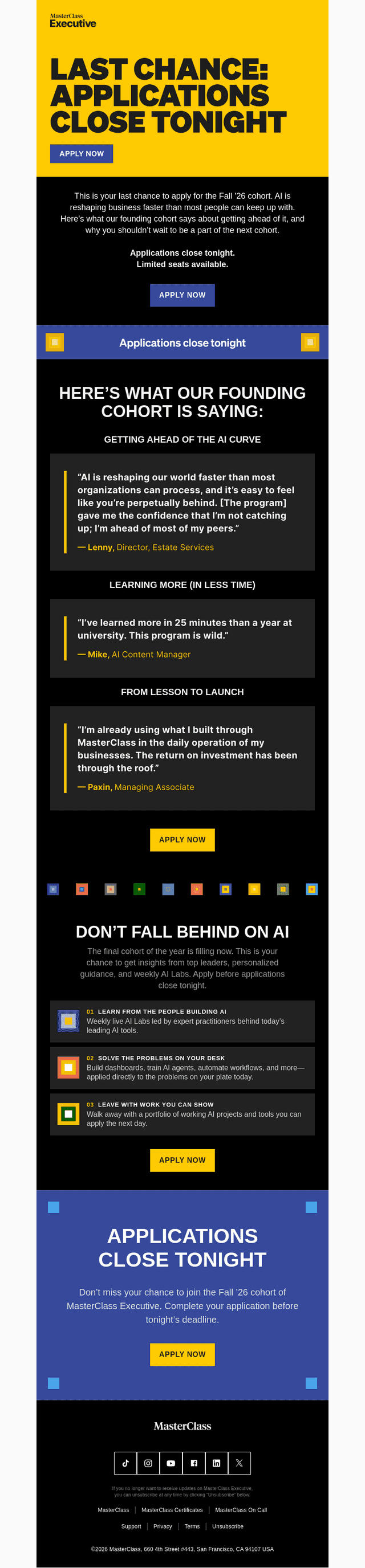 MasterClass email from Thu, Oct 1, 2026