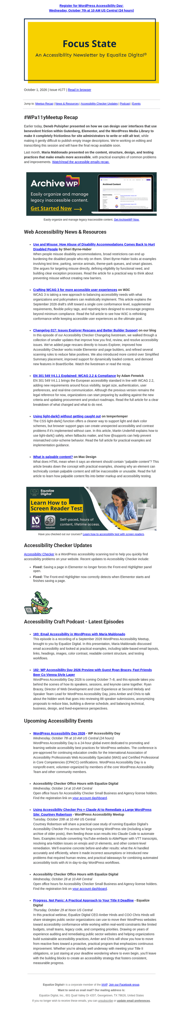 Equalize Digital email from Thu, Oct 1, 2026