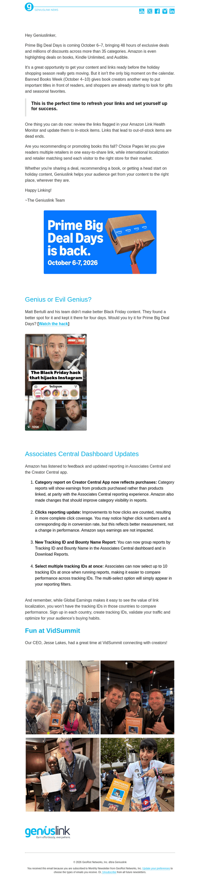 Geniuslink email from Fri, Oct 2, 2026