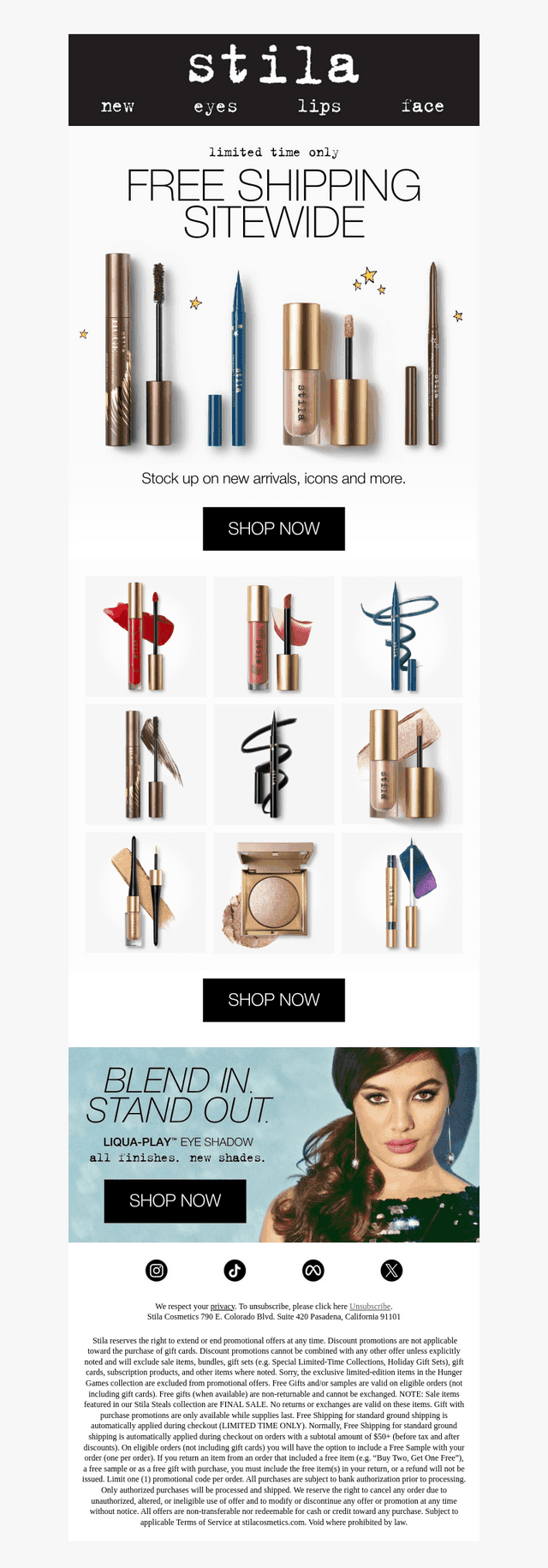 Stila Cosmetics email from Fri, Oct 2, 2026