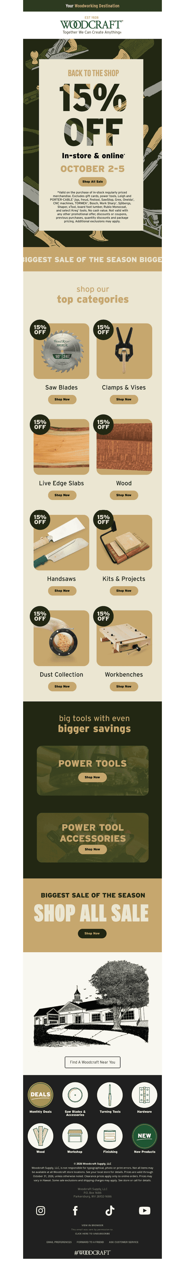 Woodcraft email from Fri, Oct 2, 2026