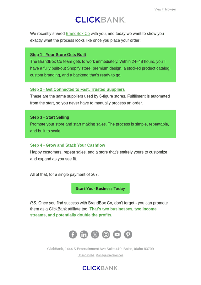 ClickBank email from Fri, Oct 2, 2026