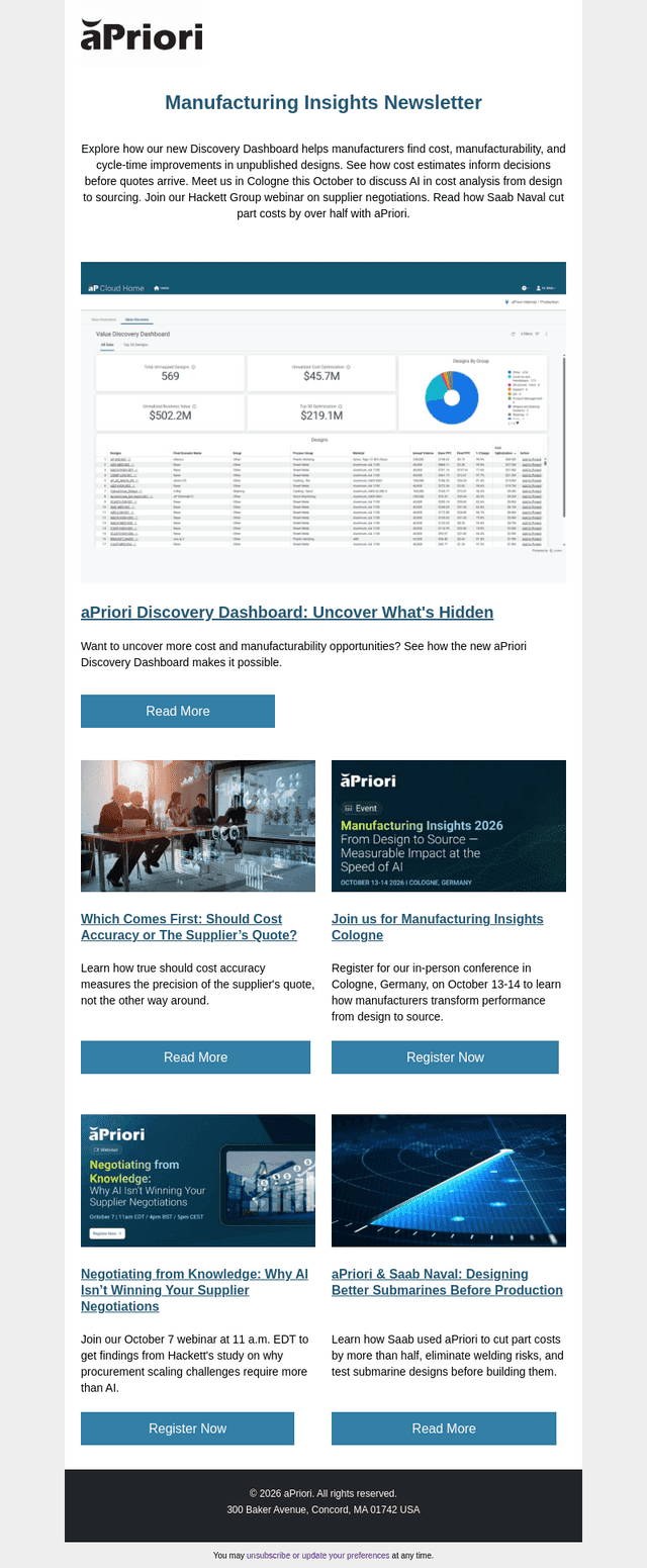 aPriori Technologies email from Fri, Oct 2, 2026