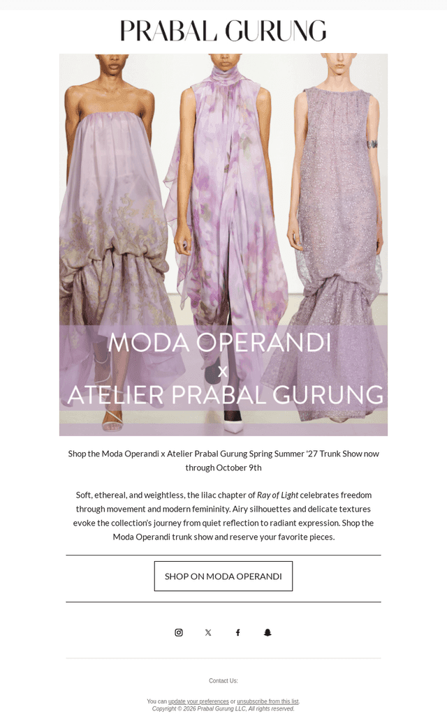 Prabal Gurung email from Fri, Oct 2, 2026