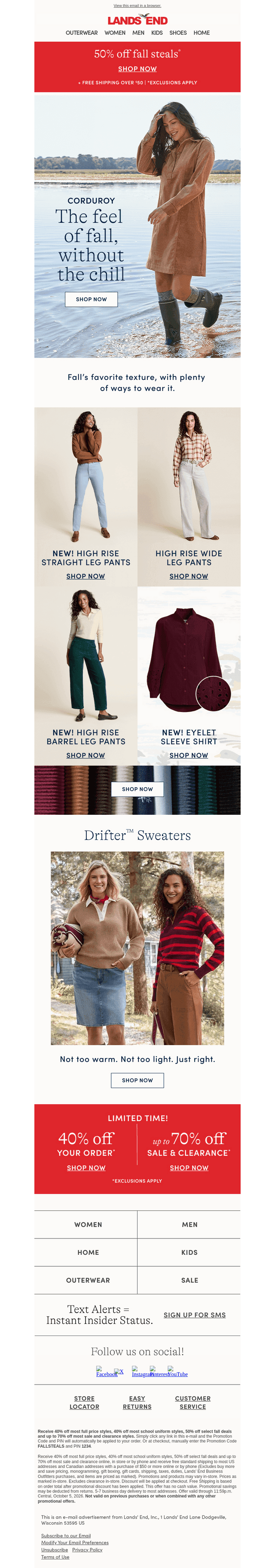 Lands' End email from Fri, Oct 2, 2026