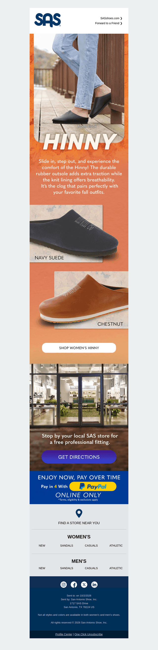 San Antonio Shoemakers email from Fri, Oct 2, 2026