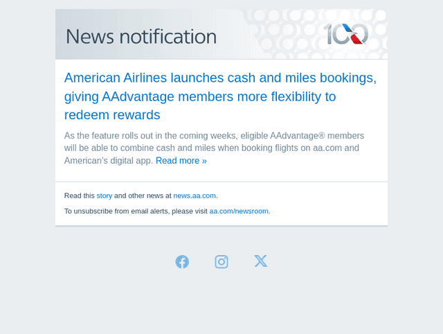 American Airlines email from Fri, Oct 2, 2026