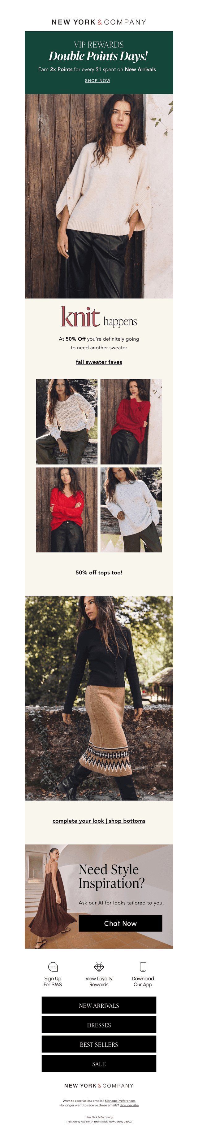 Double Points And 50% Off Sweaters