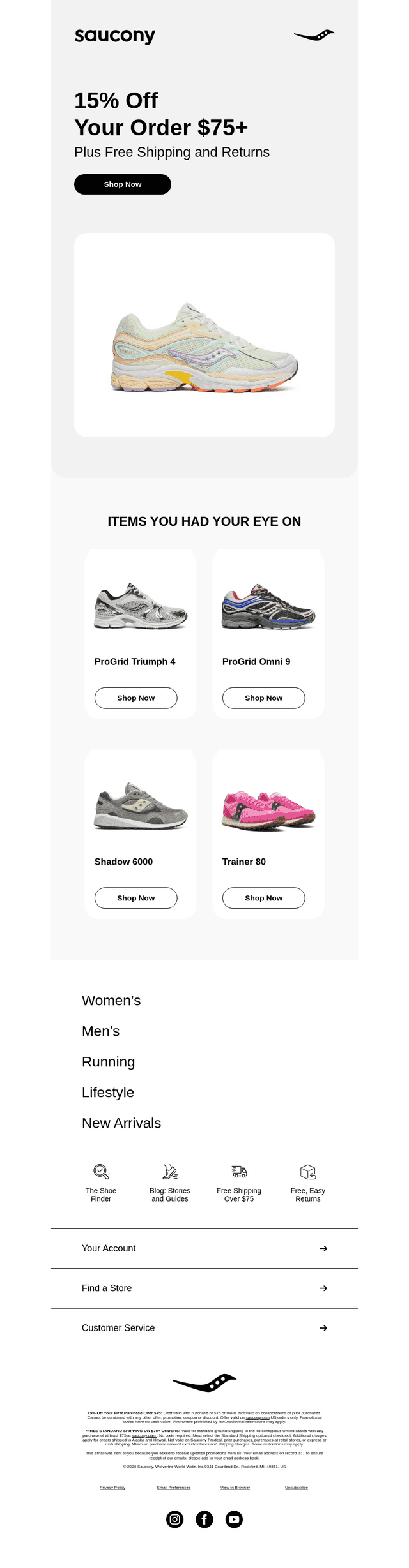 Saucony email from Fri, Oct 2, 2026
