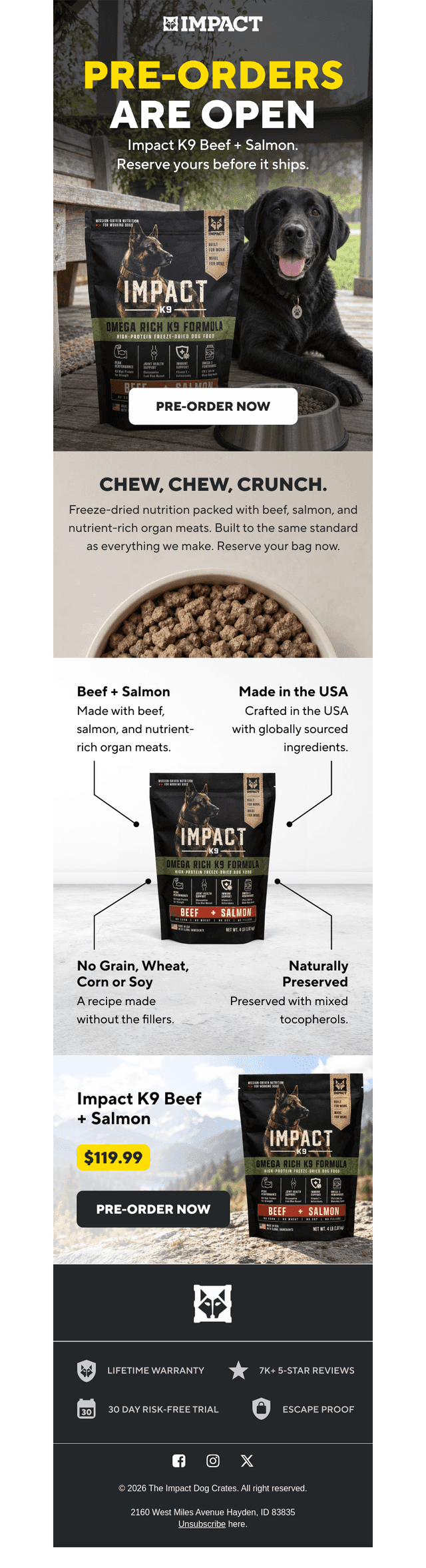 Impact Dog Crates email from Fri, Oct 2, 2026