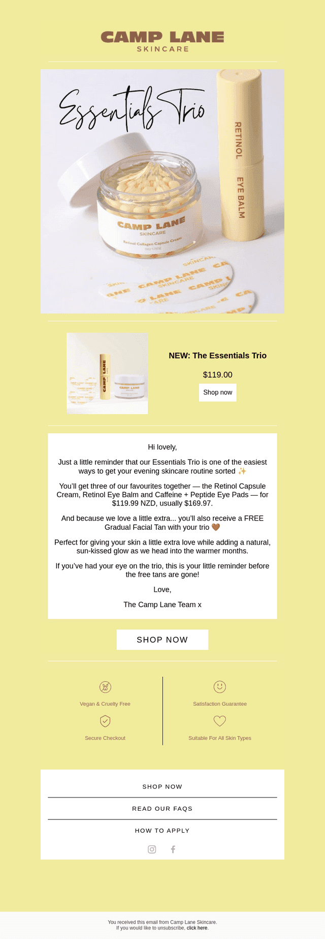 Camp Lane Skincare email from Fri, Oct 2, 2026