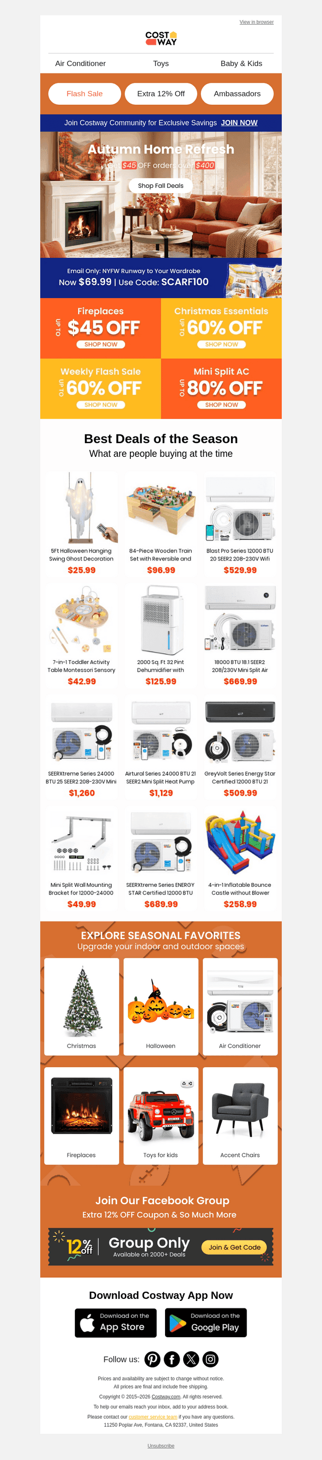 Costway email from Fri, Oct 2, 2026