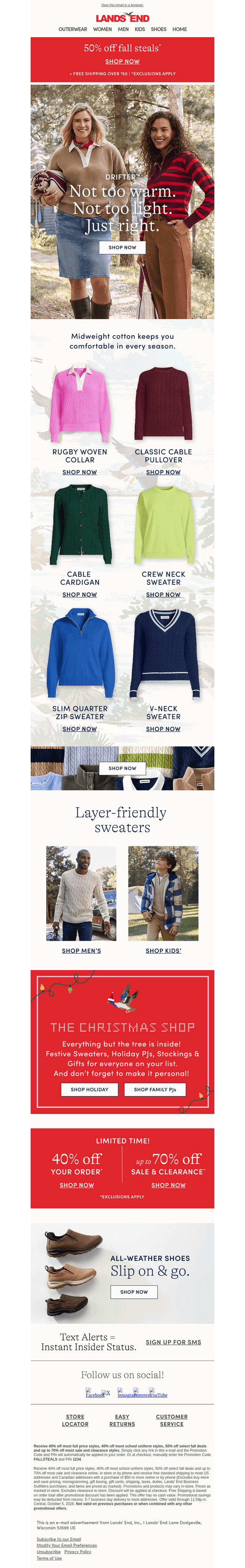 Lands' End email from Sat, Oct 3, 2026