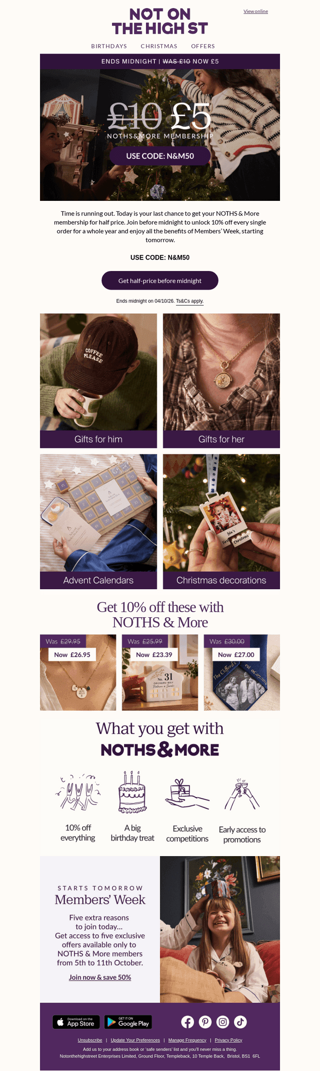 notonthehighstreet email from Sun, Oct 4, 2026