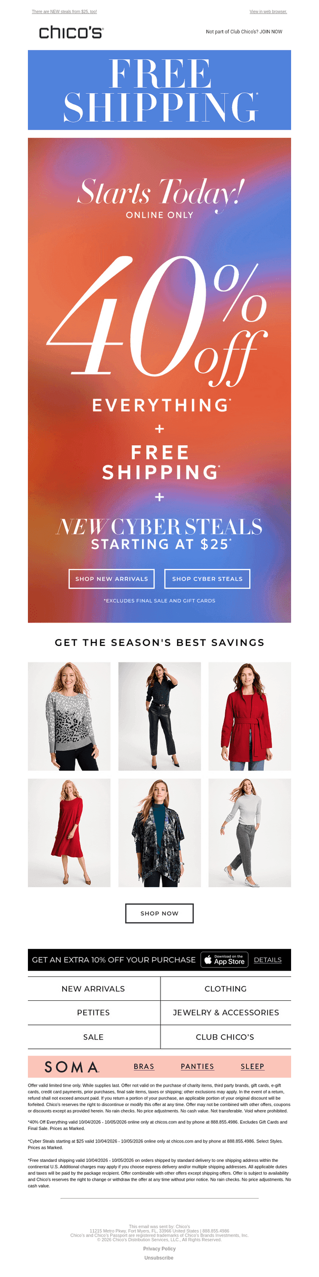 Chico's email from Sun, Oct 4, 2026